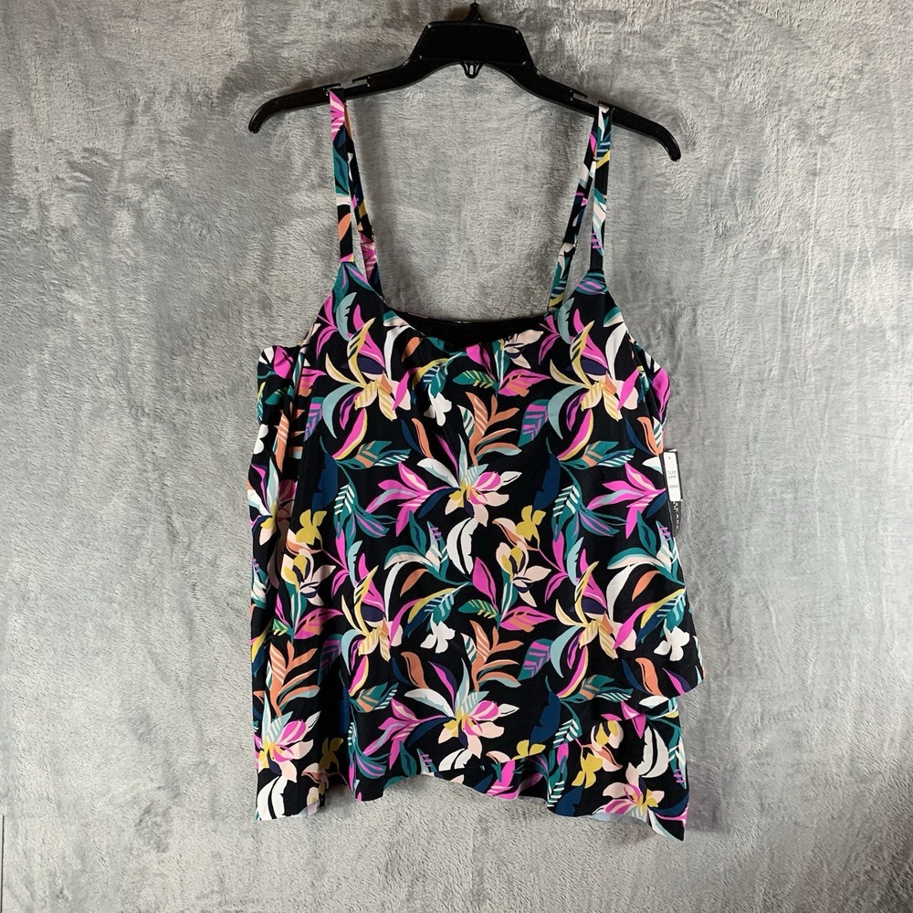 Island Escape Women's Swimsuit 20W‎ Tankini Top Floral Tropical Underwire NWT